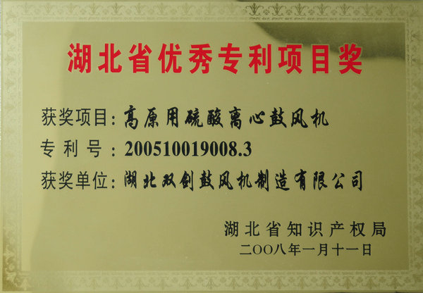 湖北省优秀专利项目奖